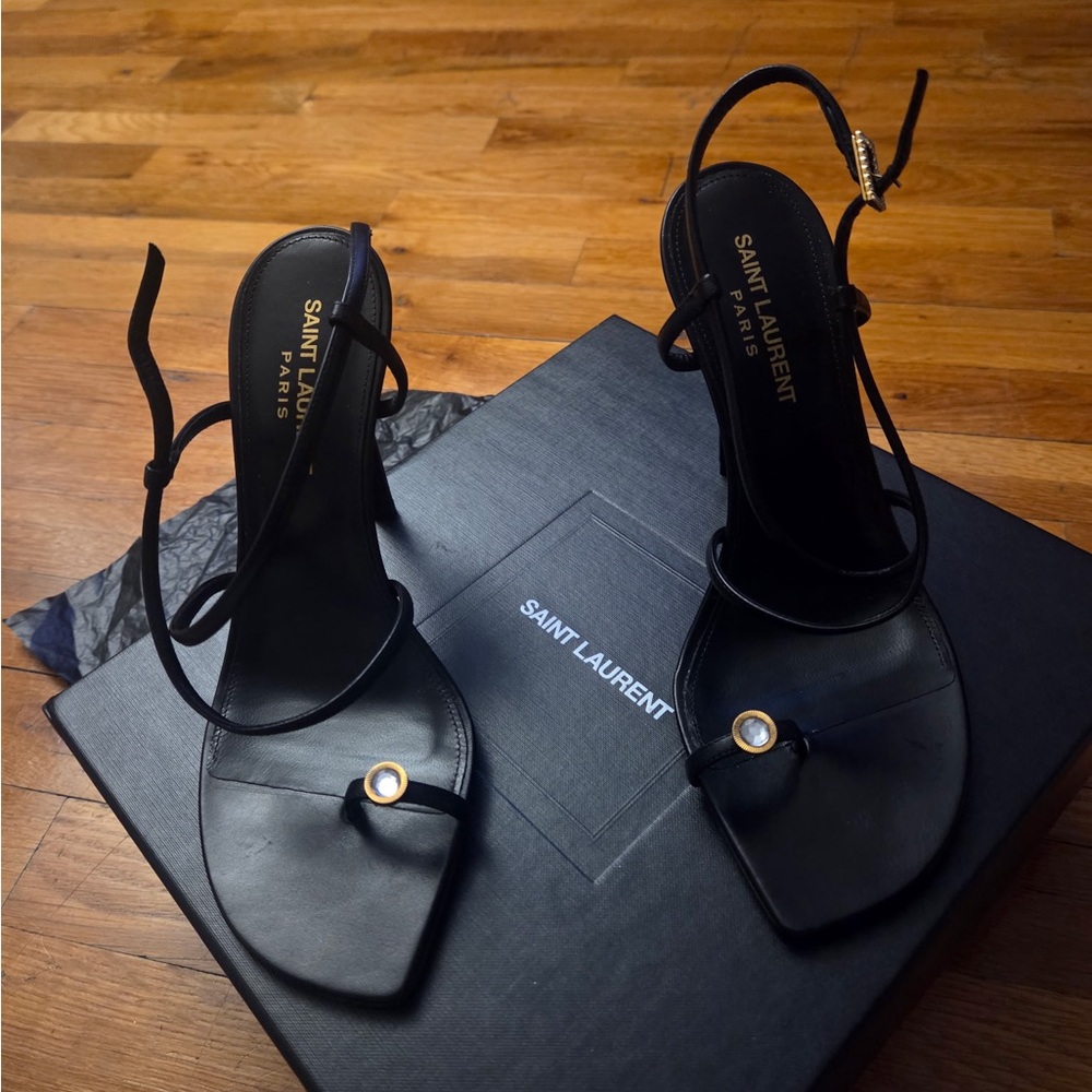Saint Laurent Never Worn Black Strappy Heels - Picture 4 of 8
